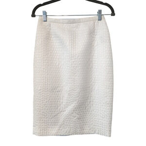 Ross Mayer Embossed White Pencil Skirt